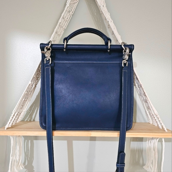 Vintage Coach Willis Top Handle Shoulder Bag ( Royal / Cobalt Blue) # 9927 - Picture 10 of 14